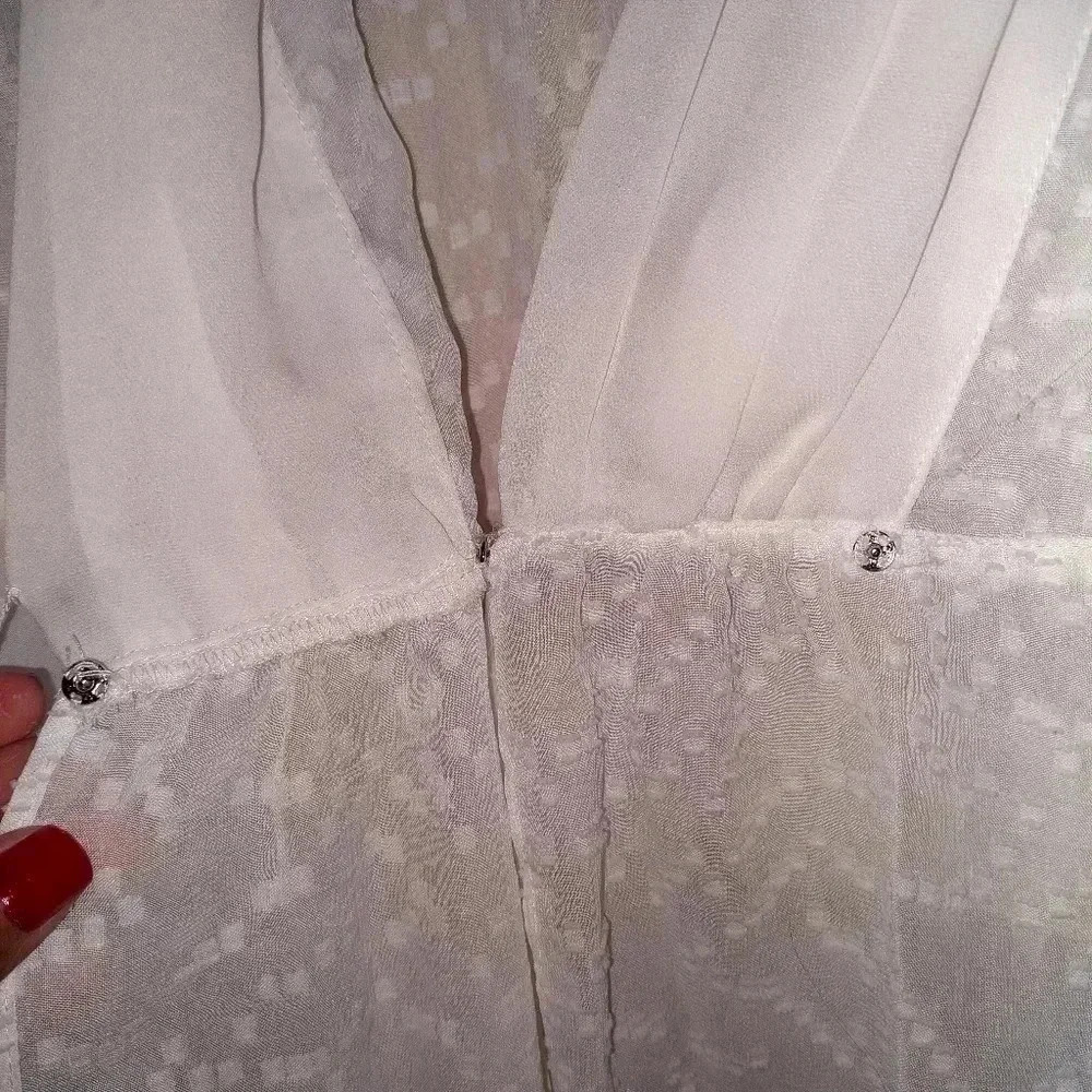 H By Halston White Sheer Robe Size L/XL  100% Polyester - Picture 9 of 11